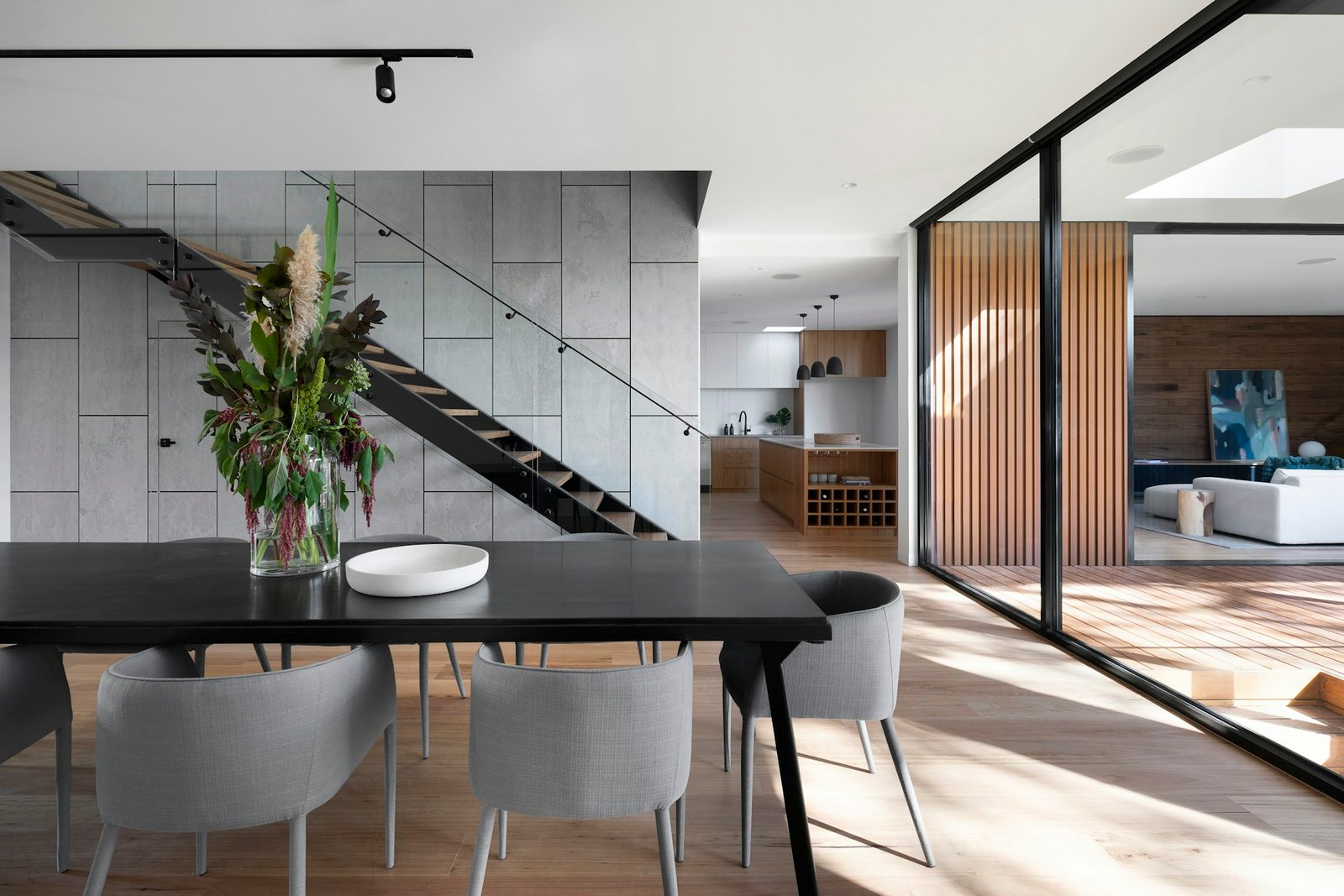 Modern interior with wood finish details and clean architectural lines